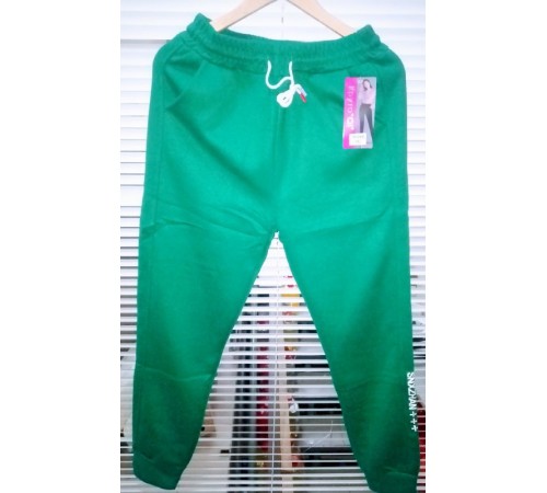 Штаны женские спорт с монжетами теплые Круто QI №W2662 зелен. (XL-6XL) (6шт/уп)