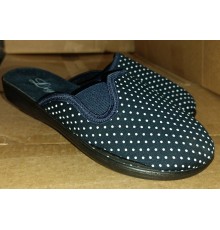 Тапочки женские домашние (закрытая) подошва резин. 36-41 арт 91-1 (6пар/уп)/60мещ горох синий