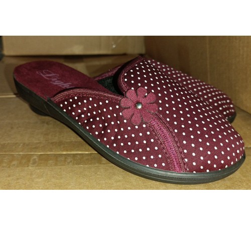 Тапочки женские домашние (закрытая) подошва резин. 36-41 арт 91-5 (6пар/уп)/60мещ бордовый