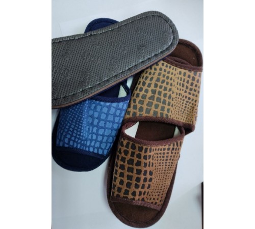 Тапочки Мужские комнатные открытые подошва ЭВА черная Эконом крокодил 41-46рр Китай 12 пар