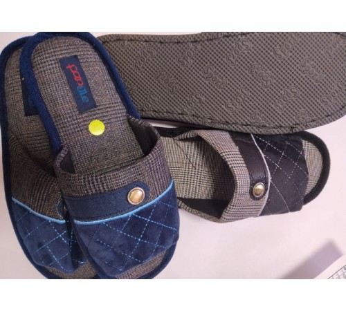 Тапочки Мужские комнатные открытые подошва Резиновая черная Люкс №707 ЭВА 41-46рр Китай 12 пар