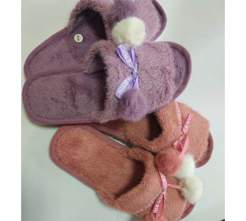 Тапочки женские комнатные открытые подошва ЭВА бубон 36-41рр Китай 12пар