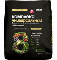 Комплекс универсальный, удобрение минеральное гранулированное Лама Торф 1 кг