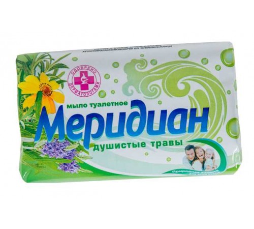 Мыло туалетное "Меридиан" Душистые травы 100гр в индив. уп. из ЛАМИНИР. БУМАГ.(58шт/кор)