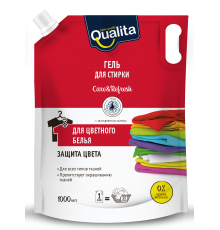 QUALITA Жидкое средство для стирки для цветного Дой-пак гель 1000мл