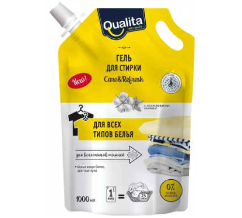 QUALITA Жидкое средство для стирки Универсальный Дой-пак гель 1000мл