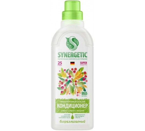 SYNERGETIC Кондиционер-бальзам д/белья Иланг-иланг и вишня 750мл