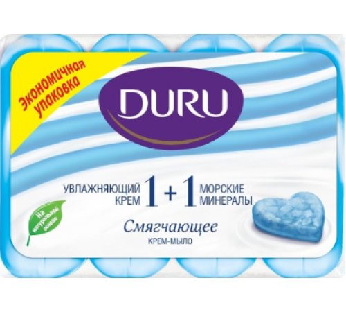 DURU 1+1 Крем-мыло Морские минералы (полосатое) 4*80г  *12*