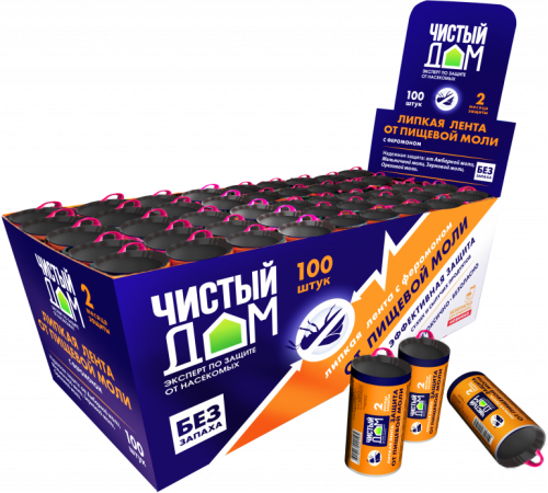 Инсектицид Липкая лента от пищевой моли (1шт) ЧИСТЫЙ ДОМ - 100шт/кор Чехия 02-016