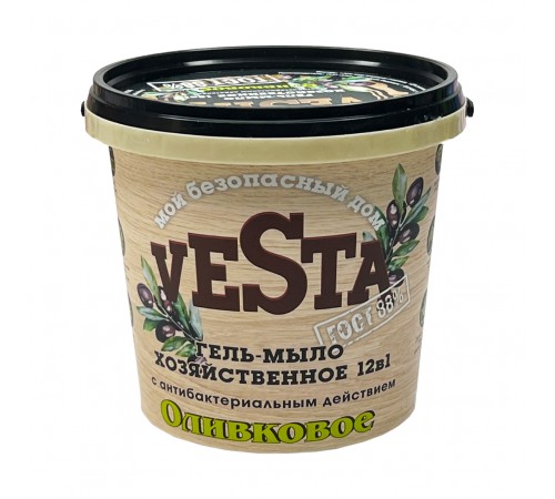 Средство моющее универсальное Гель-мыло хозяйственное "Веста" "Оливковое ГОСТ 88%" 1000 гр 16 шт.