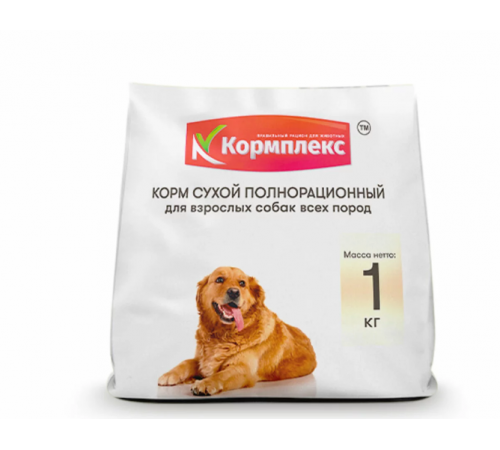 Корм сухой полнорационный вля взрослых собак всех пород "Кормплекс", 1 кг, ТУ, 8 шт. в кор.,