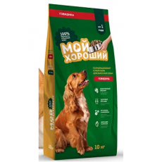 Корм сухой полнорационный для взрослых собак всех пород «Мой хороший» с говядиной, 10 кг,