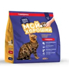 Корм сухой полнорацион. для кошек с нормальной активностью Мой хороший с говядиной, 600 гр, 13шт/уп