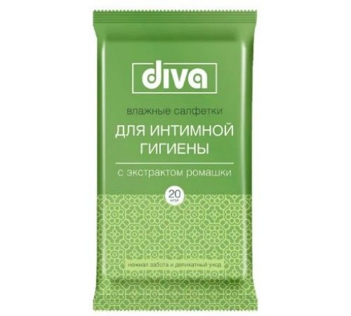 Diva Салфетки влажные для интимной гигиены с ромашкой 20шт (24шт/кор) арт10163
