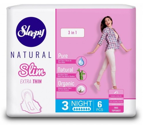 Слипи Натурал прокл. Slim ультра тонкие по 6 шт.Ночные *12/24