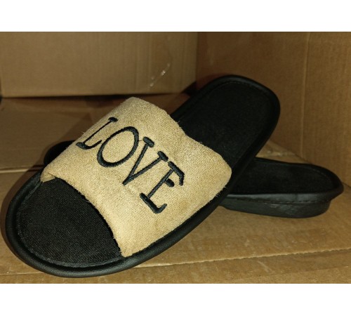Тапочки женские домашние полиуретан 36-41 арт 009 LOVE коричневые (12пар/уп)