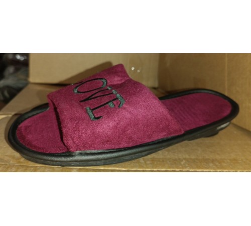 Тапочки женские домашние полиуретан 36-41 арт 009 LOVE бордо (12пар/уп)