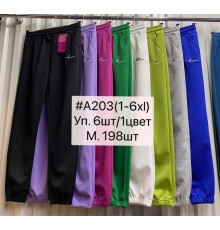 Штаны женские спорт с монжетами Круто QI №А203 один цвет в растовке ЧЕРНЫЕ (XL-6XL) (6шт/уп)