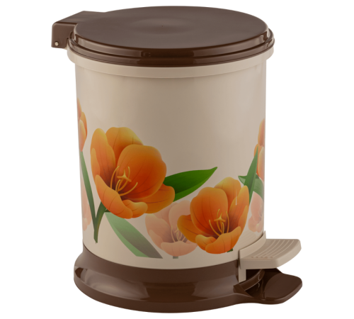 Ведро педальное 7 л (с рисунком цветок)ЭП 509631