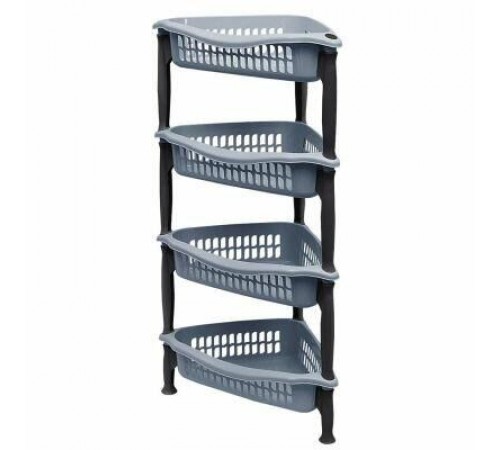 Этажерка угловая 4-х секционная черн.серебро(уп12шт)	 04214