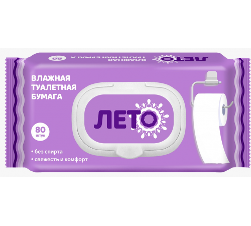 Влажная туалетная бумага Лето №50 с пластиковым клапаном (30/кор) арт.80423
