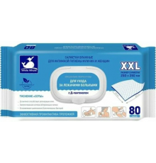 Влажные салфетки White Whale №80 для лежачих больных с пластиковым клапаном арт.30016