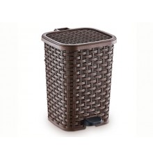 Мусорное ведро с педалью 12л ПЛЕТЁНОЕ корич. (8шт) арт.01053