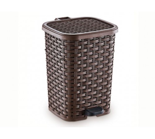 Мусорное ведро с педалью 12л ПЛЕТЁНОЕ корич. (8шт) арт.01053