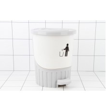 Мусорное ведро с педалью 14л св.серый-белый (6шт) арт.01062