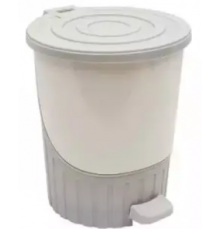 Мусорное ведро с педалью 8л св.серый-белый (6шт) арт.01061