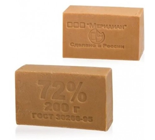 Мыло хозяйственное Меридиан "Традиционное" 72% 200гр. (без обертки) ЖИВОТНЫЙ ЖИР (60шт/ящ)