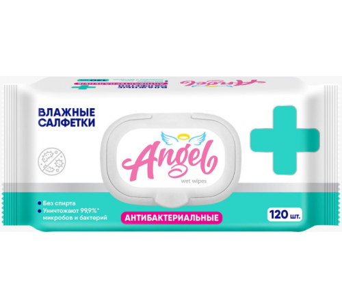 Влажные салфетки Angel №120 антибактериальные с пл. клапаном 1/16шт арт 72663