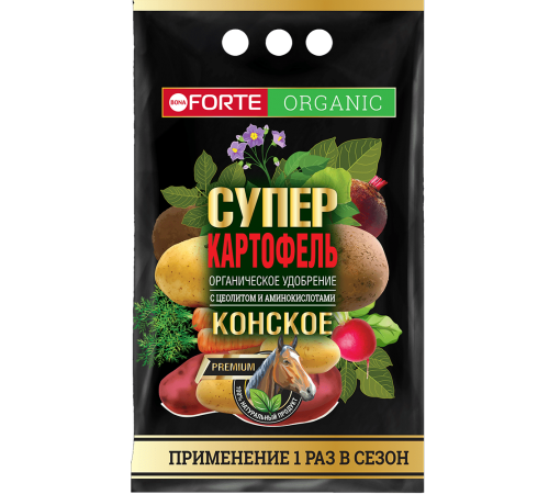 Bona Forte Конское Премиум Органическое удобрение с цеолитом и аминокислотами СУПЕР Картофель, 2кг