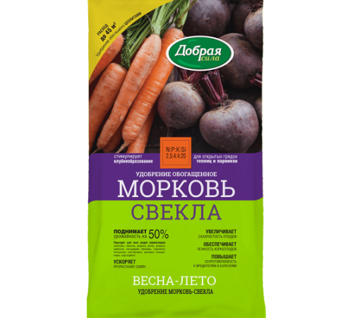 Добрая сила Сухое удобрение Морковь-Свекла, пакет 0,9кг/12