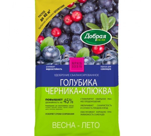 Добрая сила Сухое удобрение Голубика-Черника-Клюква, пакет 2кг/10