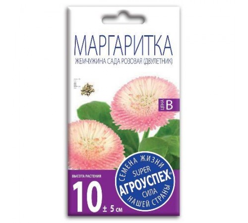 Маргаритка Жемчужина сада розовая, семена Агроуспех 0,05г арт. 29750 (10/уп)