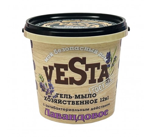 Средство моющее универсальное Гель-мыло хозяйственное "Веста" "Лавандовое ГОСТ 88%" 1000 гр 16 шт.
