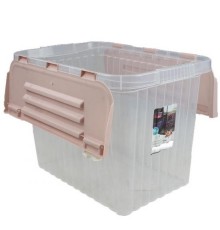 Ящик для хранения со створками ПРОЗРАЧНЫЙ/Пепел. Розов. "Сплит" 26 л (уп12шт) 20041