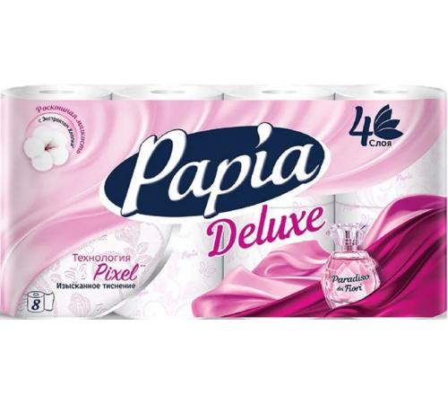 Papia Deluxe Paradiso dei Fiori Туалетная бумага 4-слойная 8шт  *7