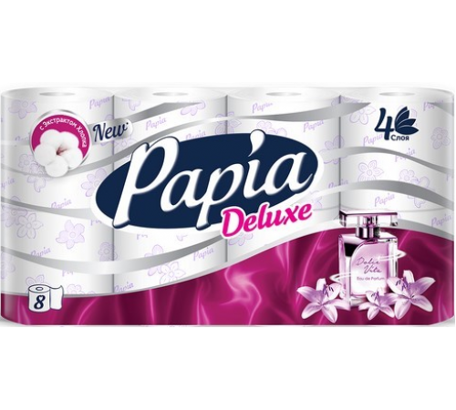 Papia Deluxe Туалетная бумага Арома Дольче Вита 4-слойная 8шт  *7