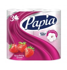 Papia Туалетная бумага Клубничная мечта 3-слойная 4шт  *14