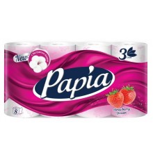 Papia Туалетная бумага Клубничная мечта 3-слойная 8шт  *7
