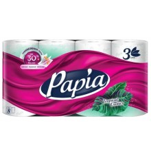 Papia Туалетная бумага Тропическая экзотика 3-слойная 8шт  *7