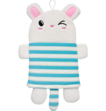 Банные штучки Мочалка варежка д/нежной и чувствительной кожи Зайчик в матроске soft 27x17,5см *24