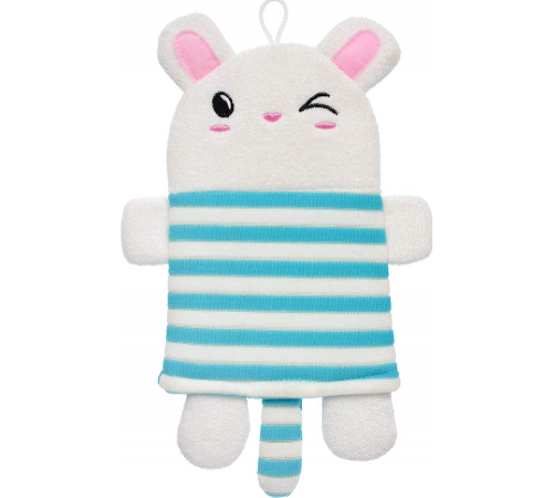 Банные штучки Мочалка варежка д/нежной и чувствительной кожи Зайчик в матроске soft 27x17,5см *24