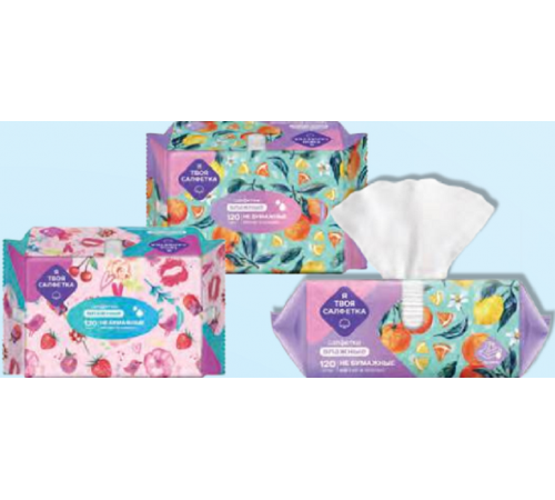 Влажные салфетки Я твоя салфетка №120 универсальные mix 1/16 арт.80837