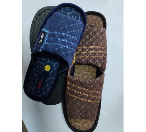 Тапочки Мужские комнатные открытые подошва Резиновая черная Люкс №708 ЭВА 41-46рр Китай 12 пар