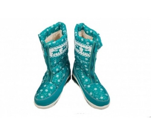 Сапоги Женские дутики рисунок Олени и снежинки Аляска БИРЮЗА №555 Польша рр 38-42 (7шт/уп)