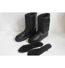 Сапоги зимние на меху дутики женские 713 черные на липучке 38-42рр (6шт/уп)