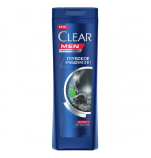 Шампунь CLEAR MEN Глубокое очищение 2в1 (уголь,мята) 400мл уп/6шт